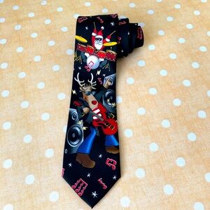 Men's Celebrate Together Rock Reindeer & Santa Mens Tie